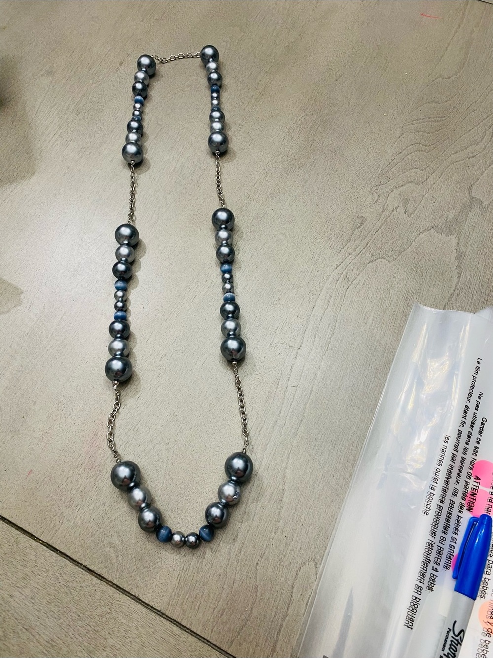 Elegant Grey Pearl Bead Necklace - Women Jewelry